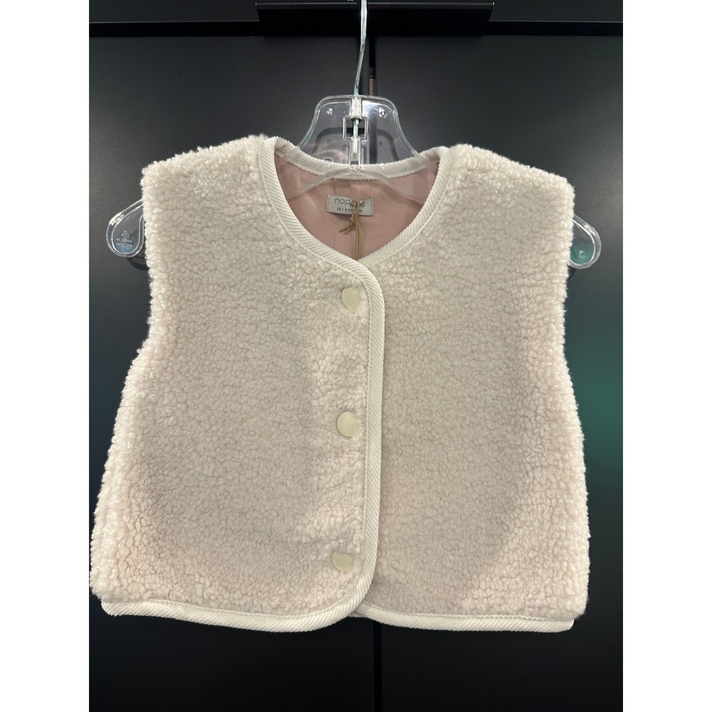 Noppies Girls Teddy Fleece Bodywarmer Vest Whitecap Gray 6130008 Size 4-6M NEW